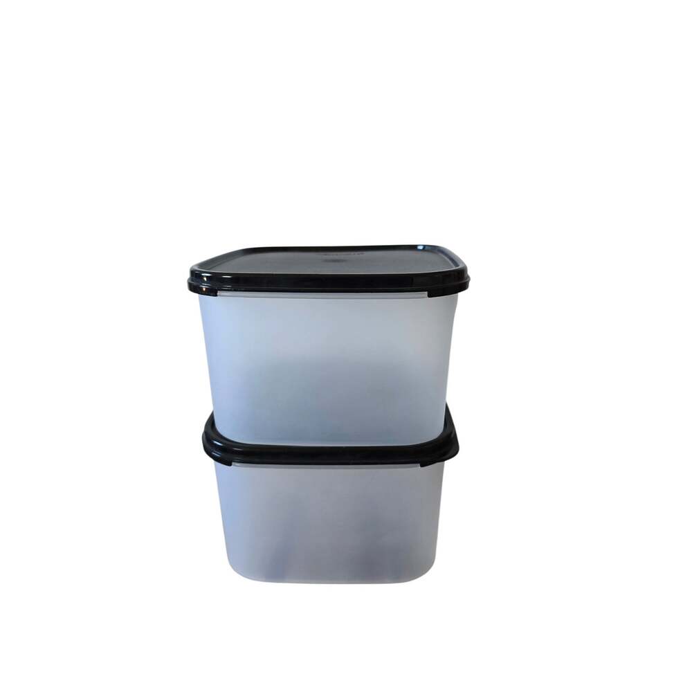 Tupperware 2 Piece Modular Mates Stacking Food Storage with Black Lids